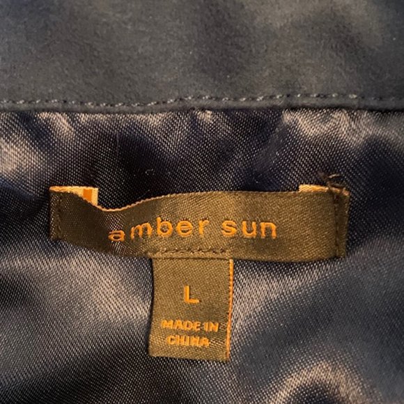 Amber Sun Blue Suede Like Jacket Size Large - Picture 11 of 11